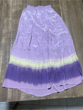 Tie-Dye Lavender and Purple Maxi Skirt with Cream Accent